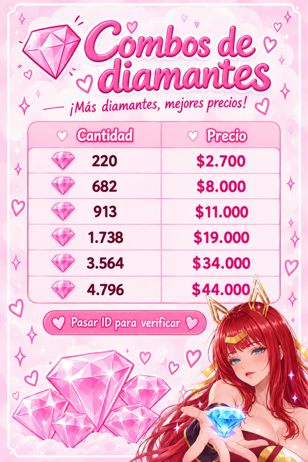 Catálogo de diamantes Free Fire